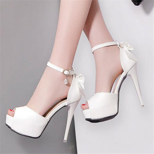 12CM Stiletto Heels with Bow and Open Toe Design - Luna BR wear co.