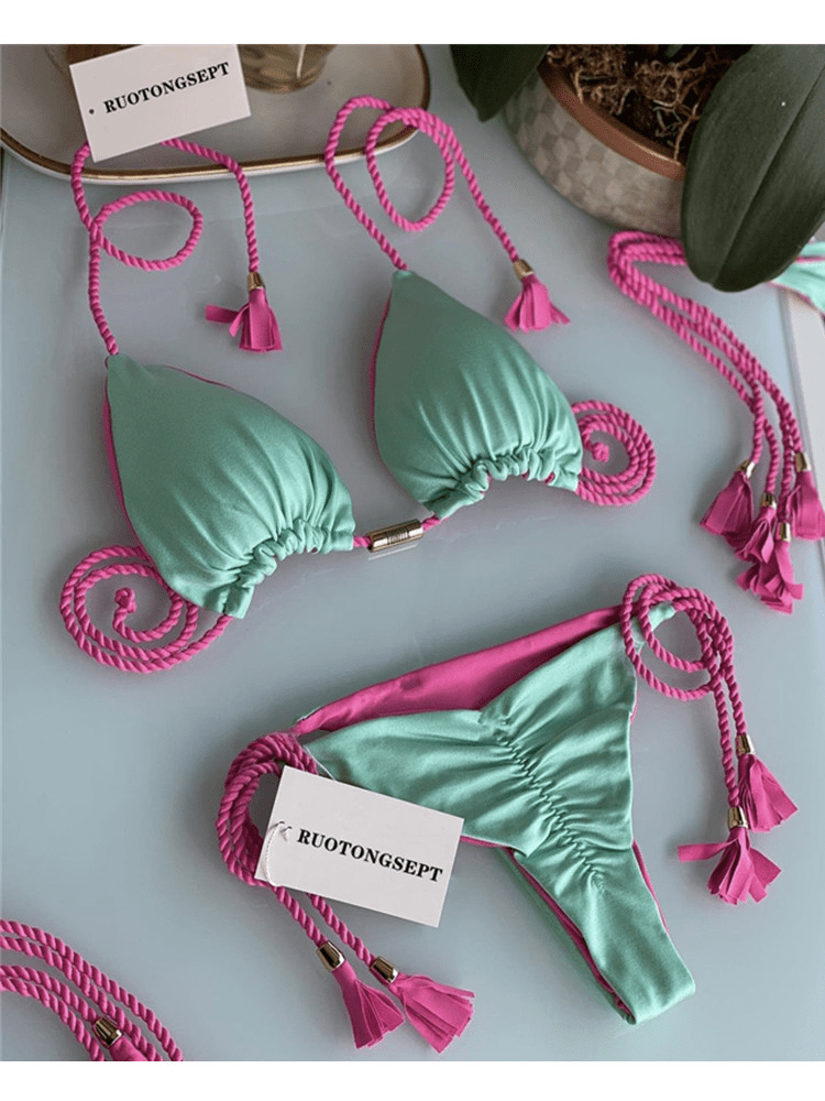 2022 New Backless Braided Bikini Triangle Swimwear - Luna BR wear co.