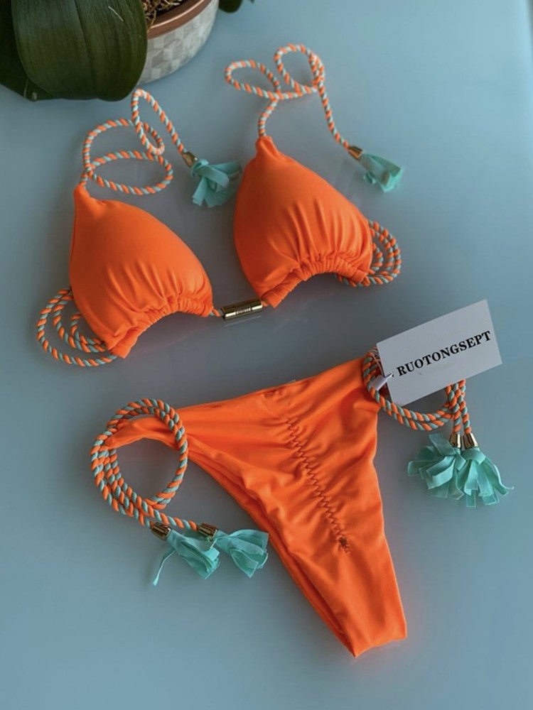 2022 New Backless Braided Bikini Triangle Swimwear - Luna BR wear co.