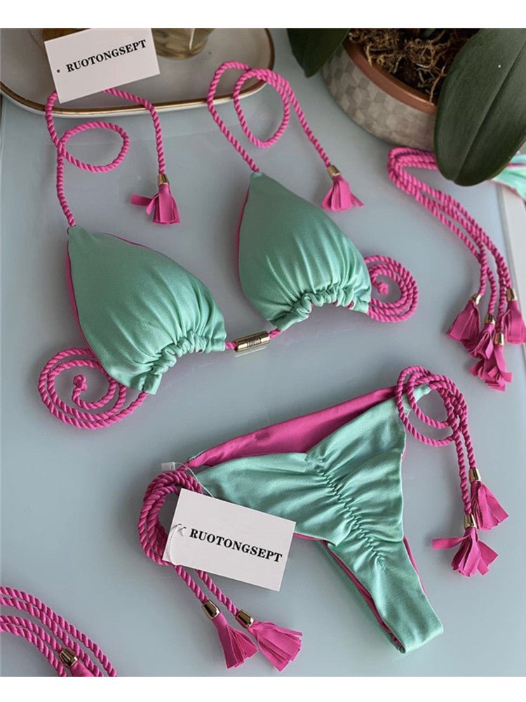 2022 New Backless Braided Bikini Triangle Swimwear - Luna BR wear co.