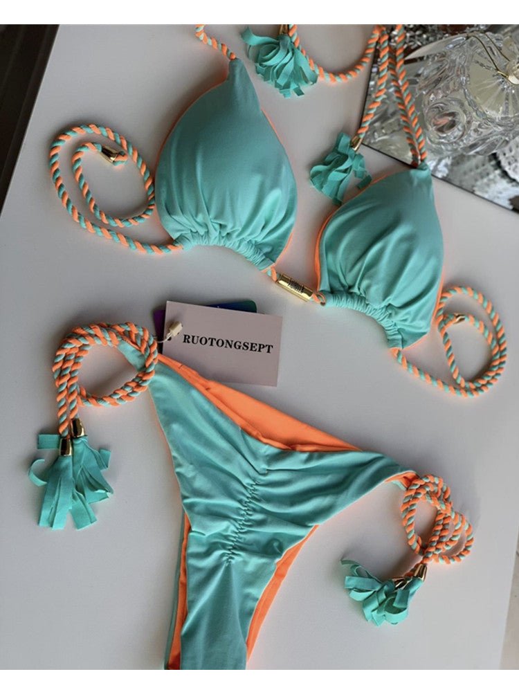 2022 New Backless Braided Bikini Triangle Swimwear - Luna BR wear co.