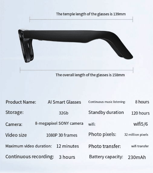 AI Camera Smart Glasses - Luna BR wear co.