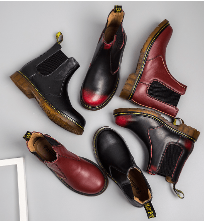 Autumn Style Thick-Heeled Cowhide Martin Boots for Women - Luna BR wear co.