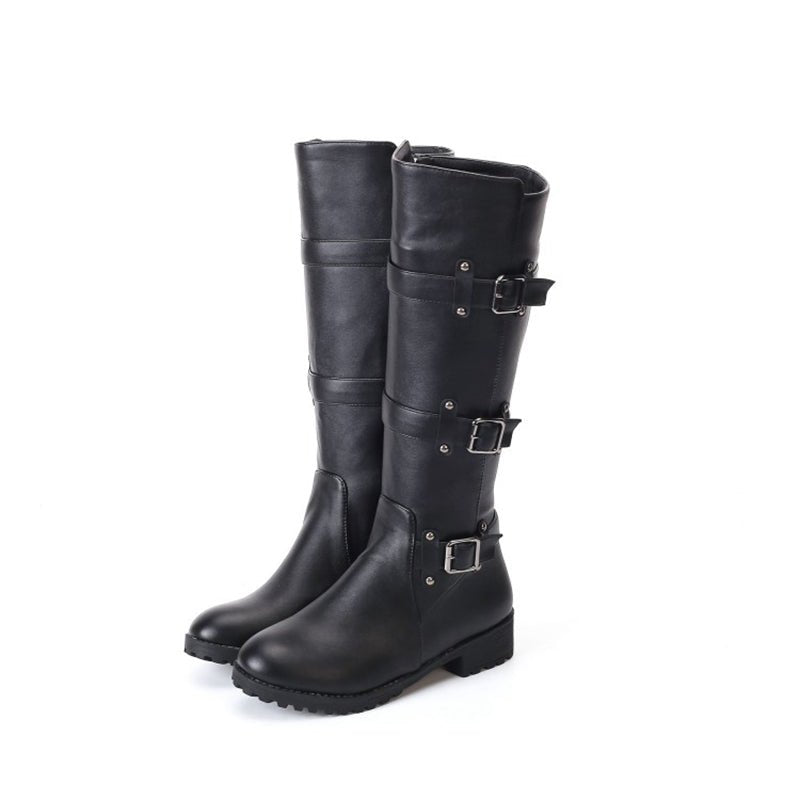 Belt Buckle Knee High Boots for Women (Sizes 40-48) - Luna BR wear co.
