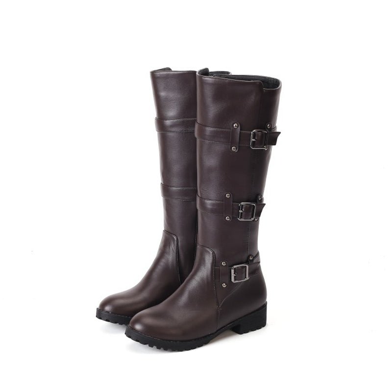 Belt Buckle Knee High Boots for Women (Sizes 40-48) - Luna BR wear co.
