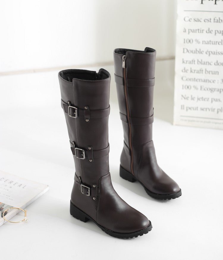 Belt Buckle Knee High Boots for Women (Sizes 40-48) - Luna BR wear co.