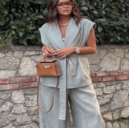 Casual Summer Set with Belted Linen Top (One Set) - Luna BR wear co.