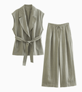 Casual Summer Set with Belted Linen Top (One Set) - Luna BR wear co.