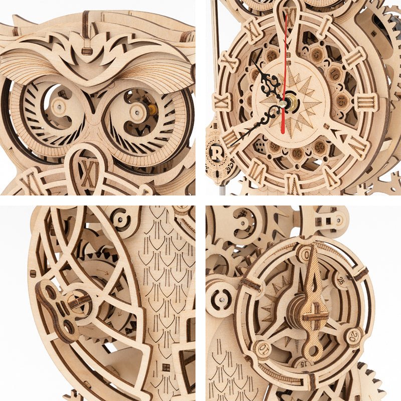 DIY Wooden Mechanical Owl Clock Model for Home Decor - Luna BR wear co.