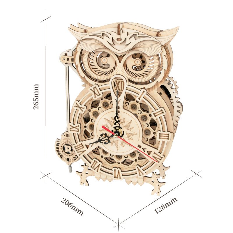 DIY Wooden Mechanical Owl Clock Model for Home Decor - Luna BR wear co.
