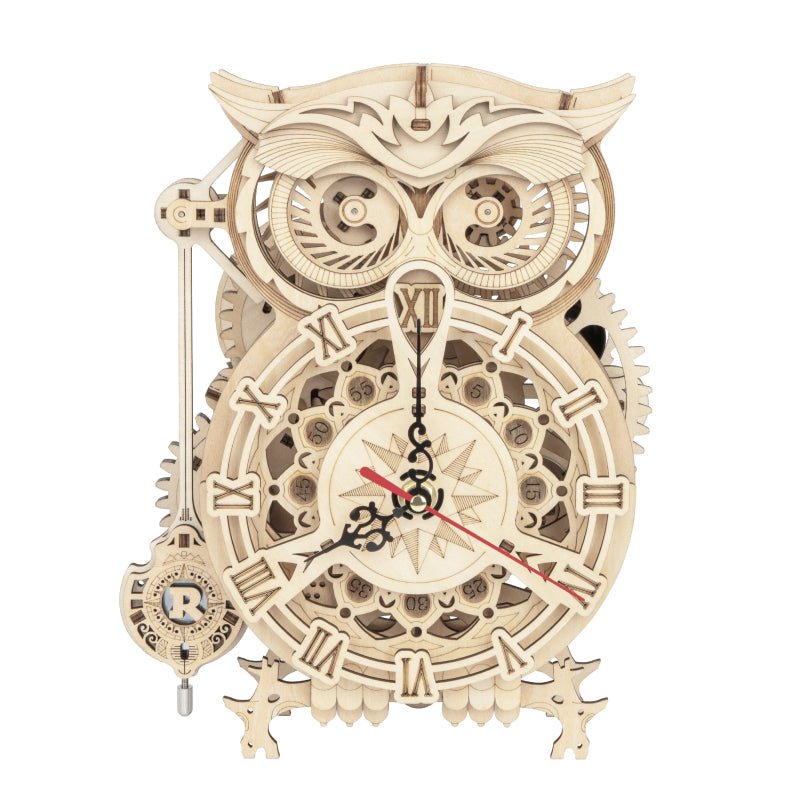 DIY Wooden Mechanical Owl Clock Model for Home Decor - Luna BR wear co.