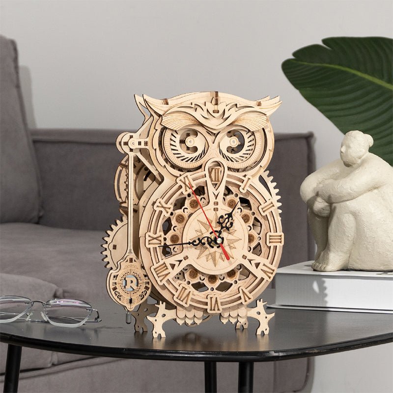DIY Wooden Mechanical Owl Clock Model for Home Decor - Luna BR wear co.