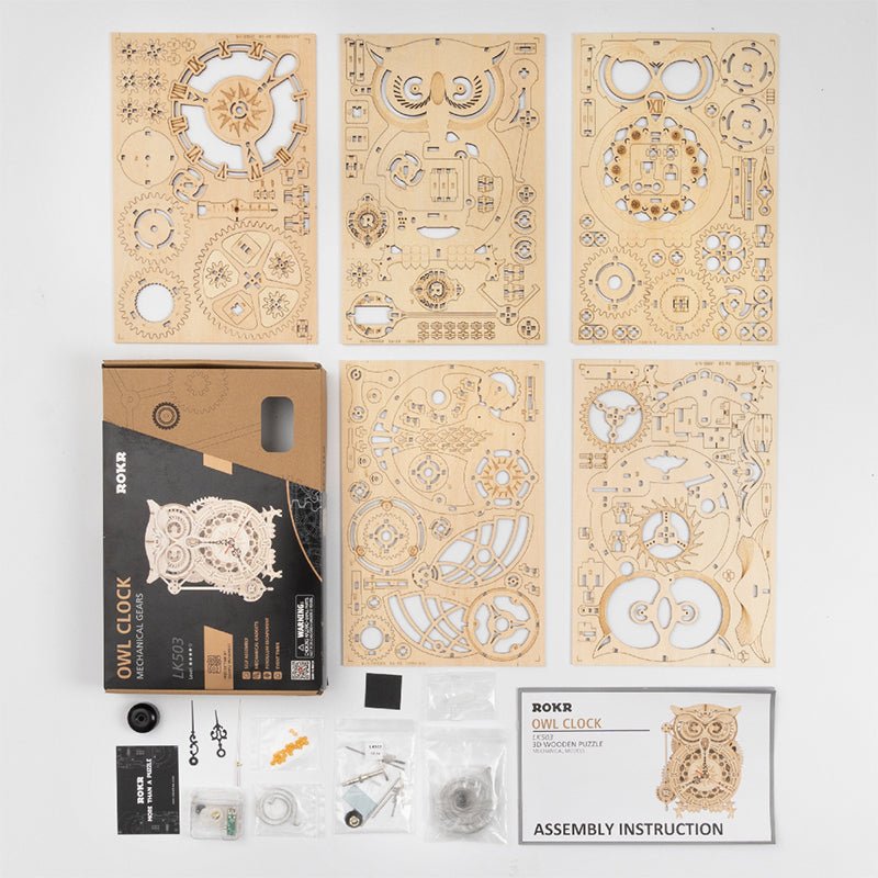 DIY Wooden Mechanical Owl Clock Model for Home Decor - Luna BR wear co.