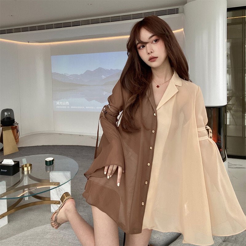 Elegant Harajuku Korean Casual Aesthetic Shirt Dress - Luna BR wear co.