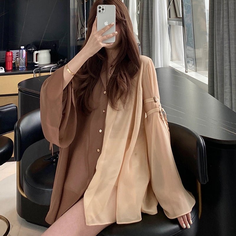 Elegant Harajuku Korean Casual Aesthetic Shirt Dress - Luna BR wear co.