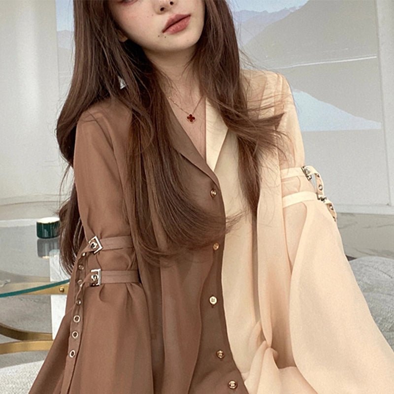 Elegant Harajuku Korean Casual Aesthetic Shirt Dress - Luna BR wear co.