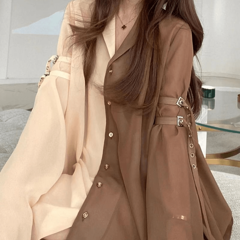 Elegant Harajuku Korean Casual Aesthetic Shirt Dress - Luna BR wear co.