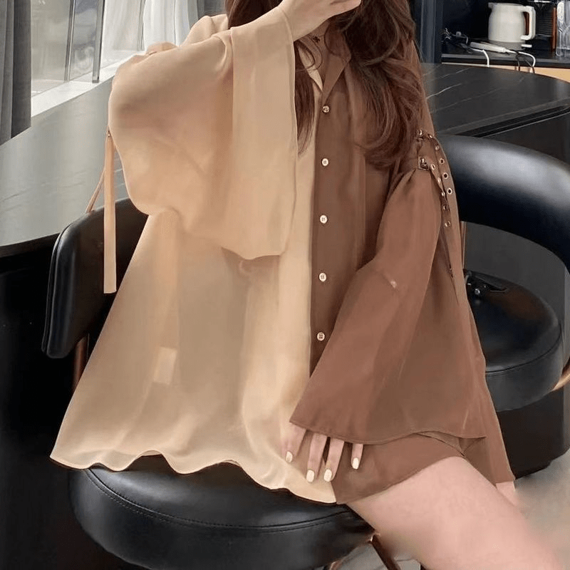 Elegant Harajuku Korean Casual Aesthetic Shirt Dress - Luna BR wear co.