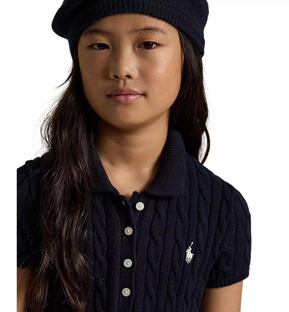 Girls' 7-16 Cable-Knit Polo Sweater Dress - XIOR LUXE