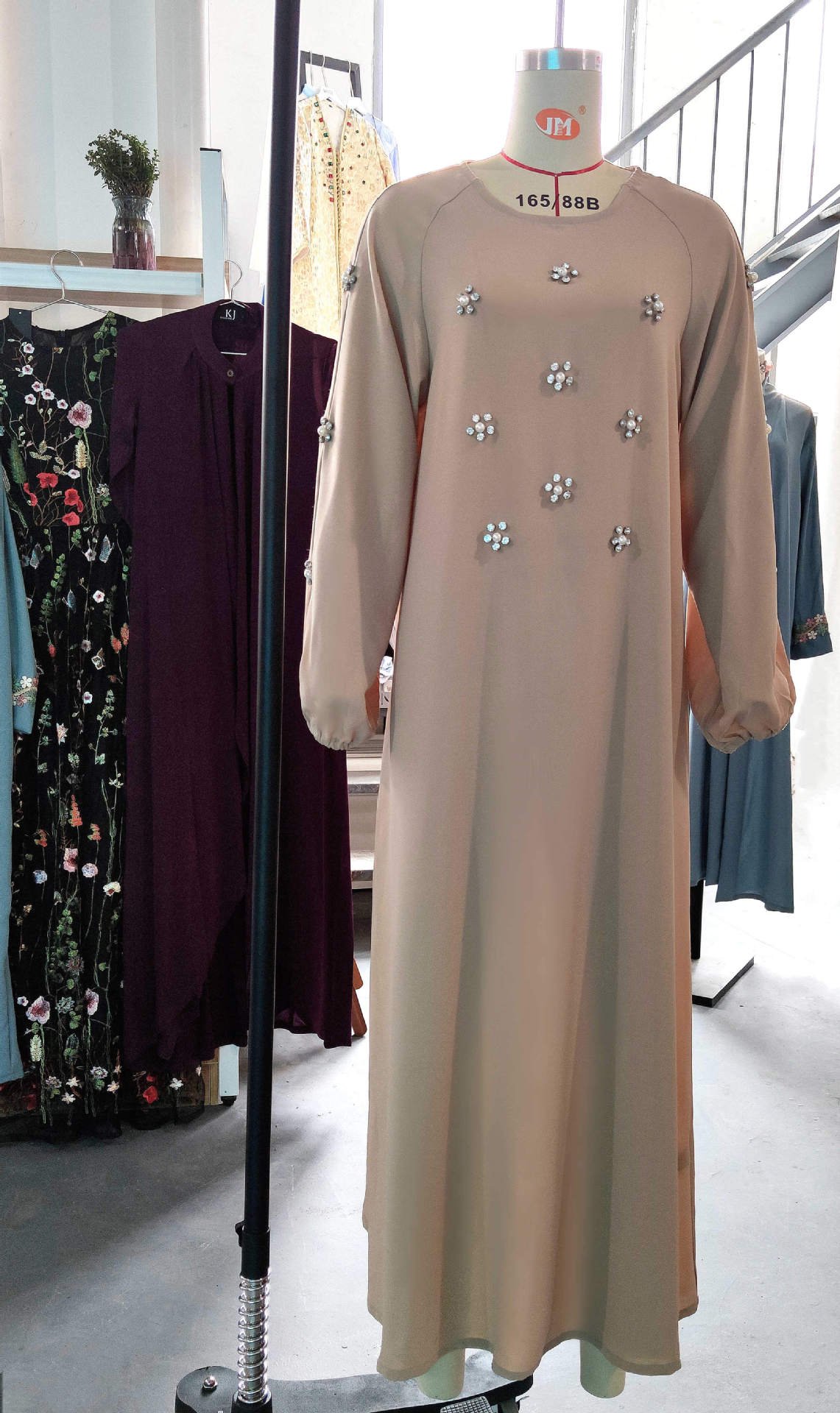 Hand-Sewn Diamond Insert Dress for Ramadan (BA717) - Luna BR wear co.