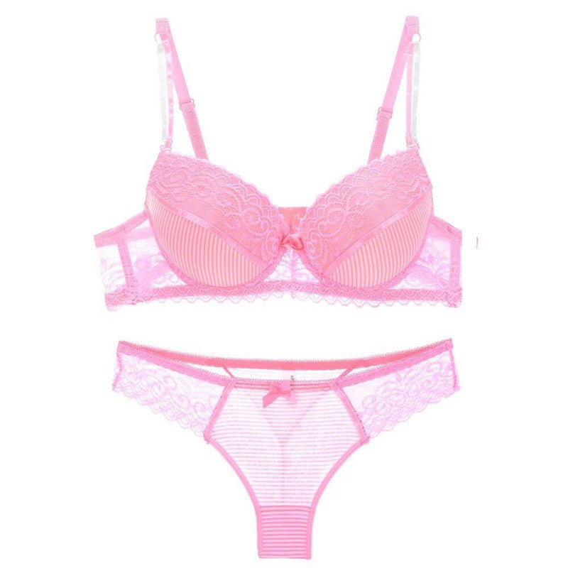Lace Striped Lingerie Set with Bra and Panties - Luna BR wear co.