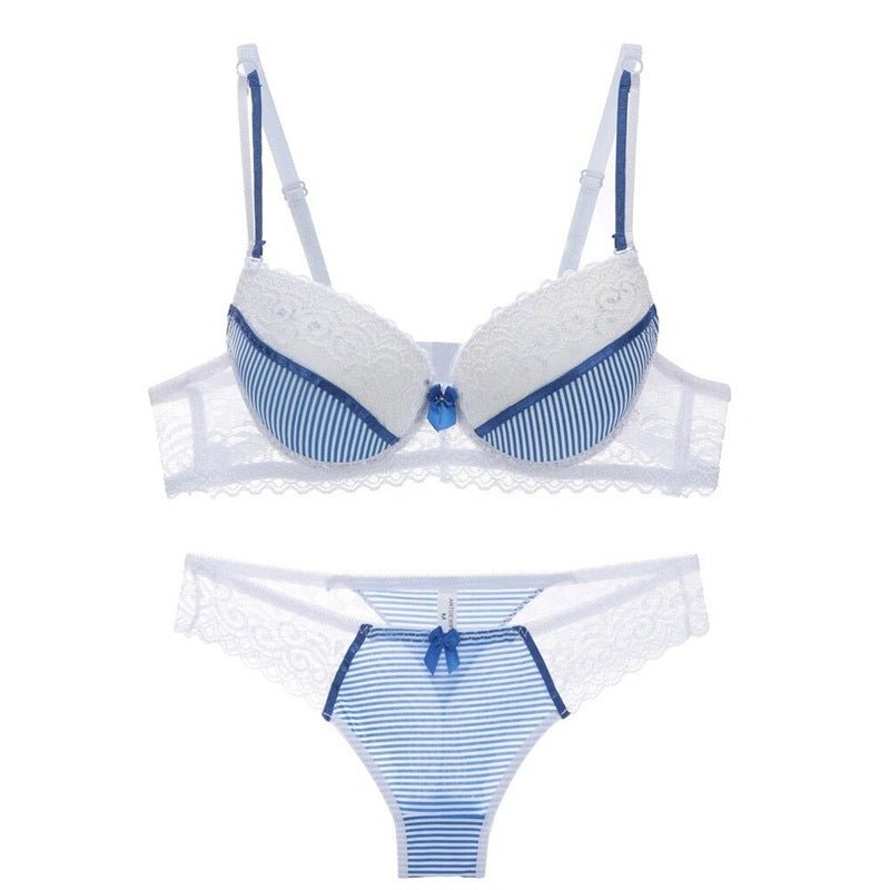 Lace Striped Lingerie Set with Bra and Panties - Luna BR wear co.
