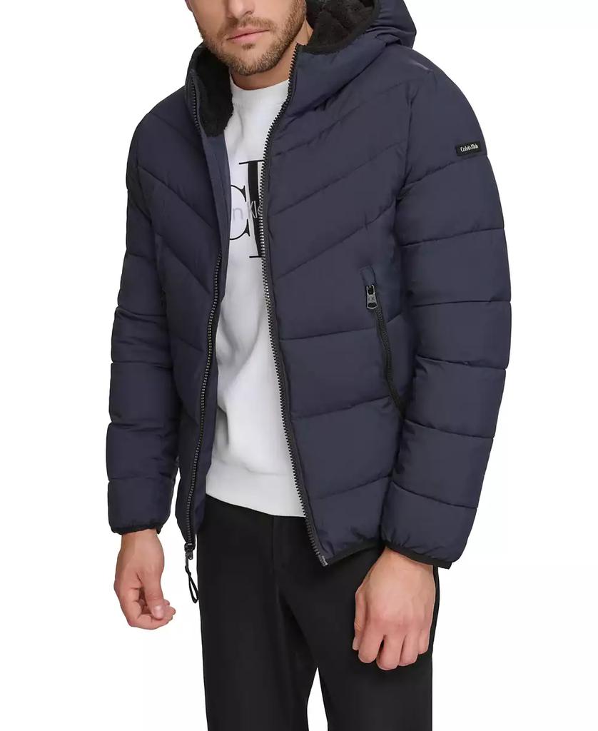 Men's Chevron Stretch Jacket With Sherpa Lined Hood - Luna BR wear co.