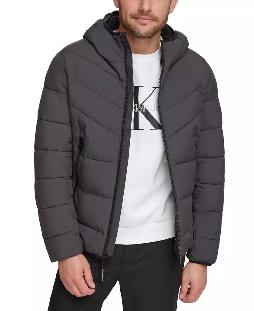 Men's Chevron Stretch Jacket With Sherpa Lined Hood - Luna BR wear co.