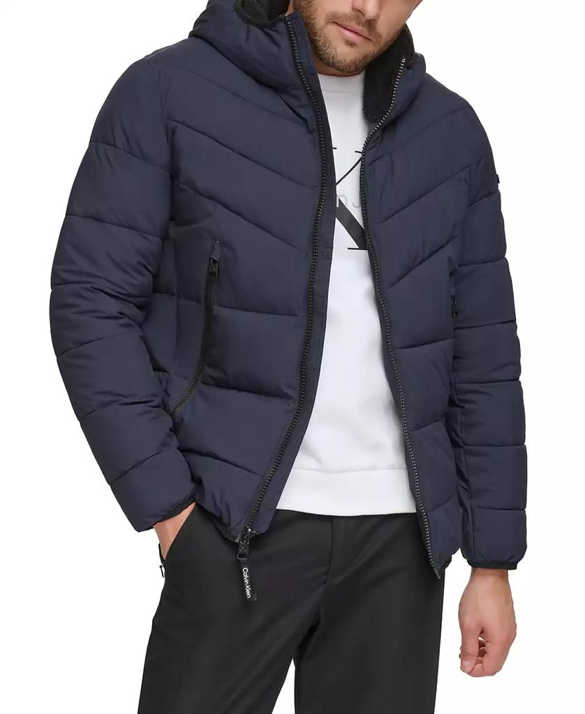 Men's Chevron Stretch Jacket With Sherpa Lined Hood - Luna BR wear co.