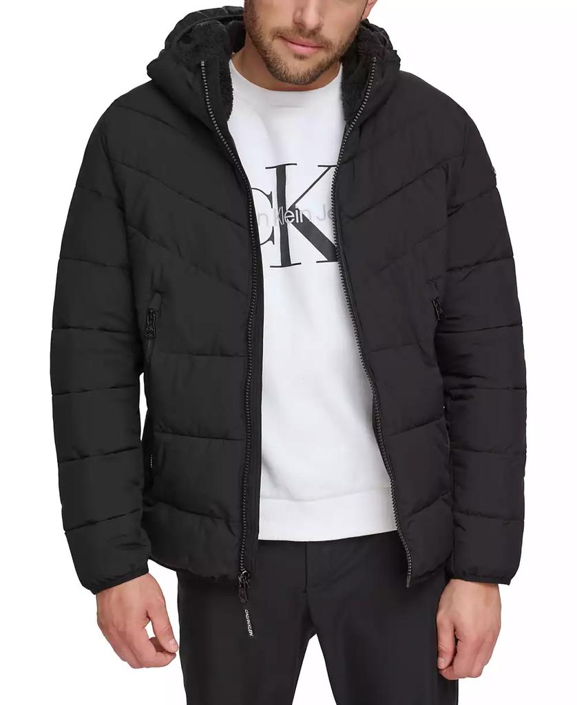 Men's Chevron Stretch Jacket With Sherpa Lined Hood - Luna BR wear co.