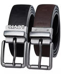Men's Logo Buckle Stretch Reversible Leather Belt - Luna BR wear co.