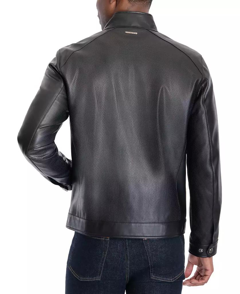 Men's Perforated Faux Leather Moto Jacket, Created for Macy's - Luna BR wear co.