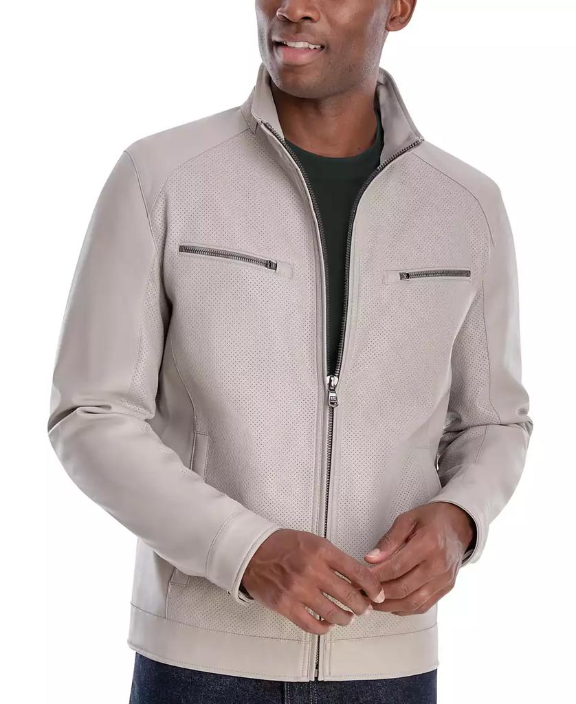 Men's Perforated Faux Leather Moto Jacket, Created for Macy's - Luna BR wear co.