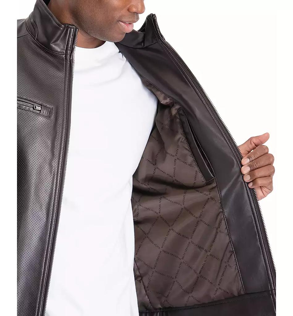Men's Perforated Faux Leather Moto Jacket, Created for Macy's - Luna BR wear co.