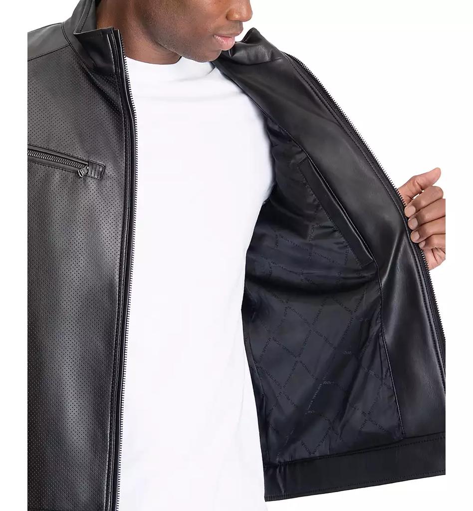 Men's Perforated Faux Leather Moto Jacket, Created for Macy's - Luna BR wear co.