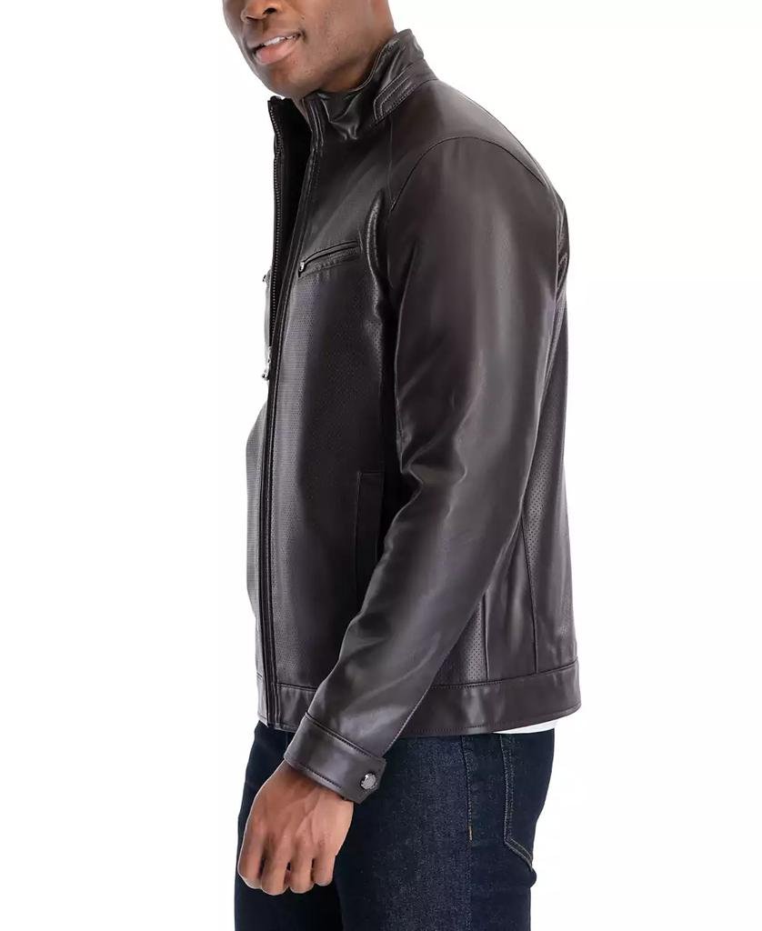 Men's Perforated Faux Leather Moto Jacket, Created for Macy's - Luna BR wear co.