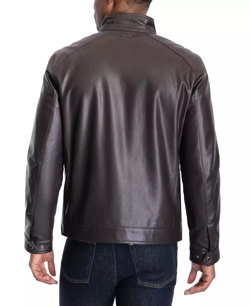 Men's Perforated Faux Leather Moto Jacket, Created for Macy's - Luna BR wear co.