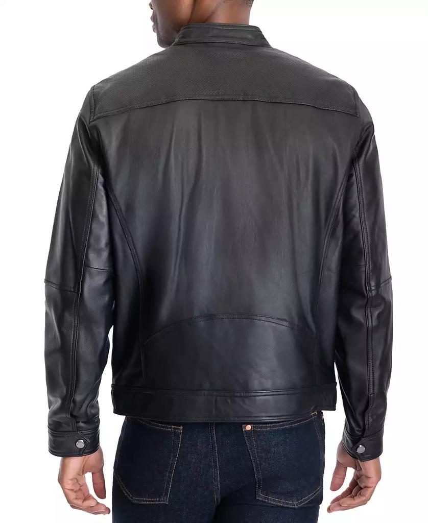 Men's Perforated Leather Moto Jacket, Created for Macy's - Luna BR wear co.