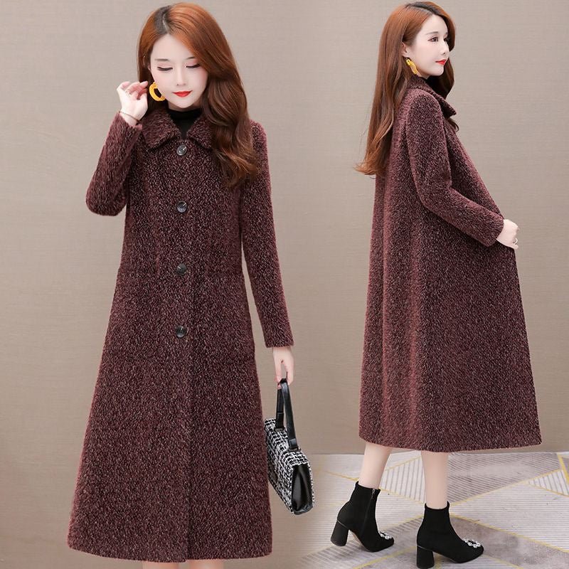 Mid-Length Padded Imitation Mink Fleece Coat for Women - Luna BR wear co.