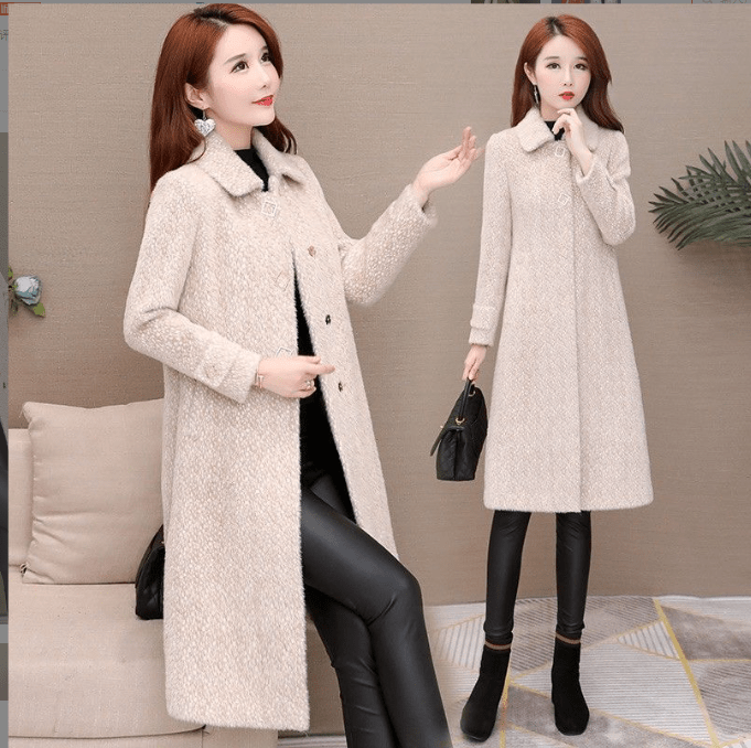 Mid-Length Padded Imitation Mink Fleece Coat for Women - Luna BR wear co.