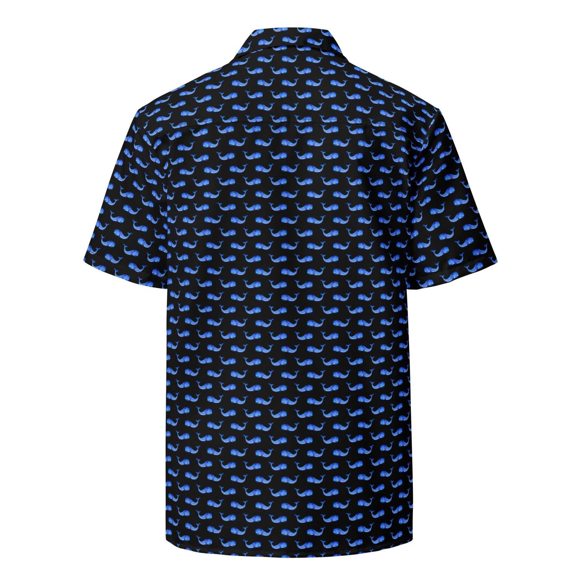 Midnight Whale Party Button Down Hawaiian Shirt - Coastal Summer 2024 Collection - Luna BR wear co.