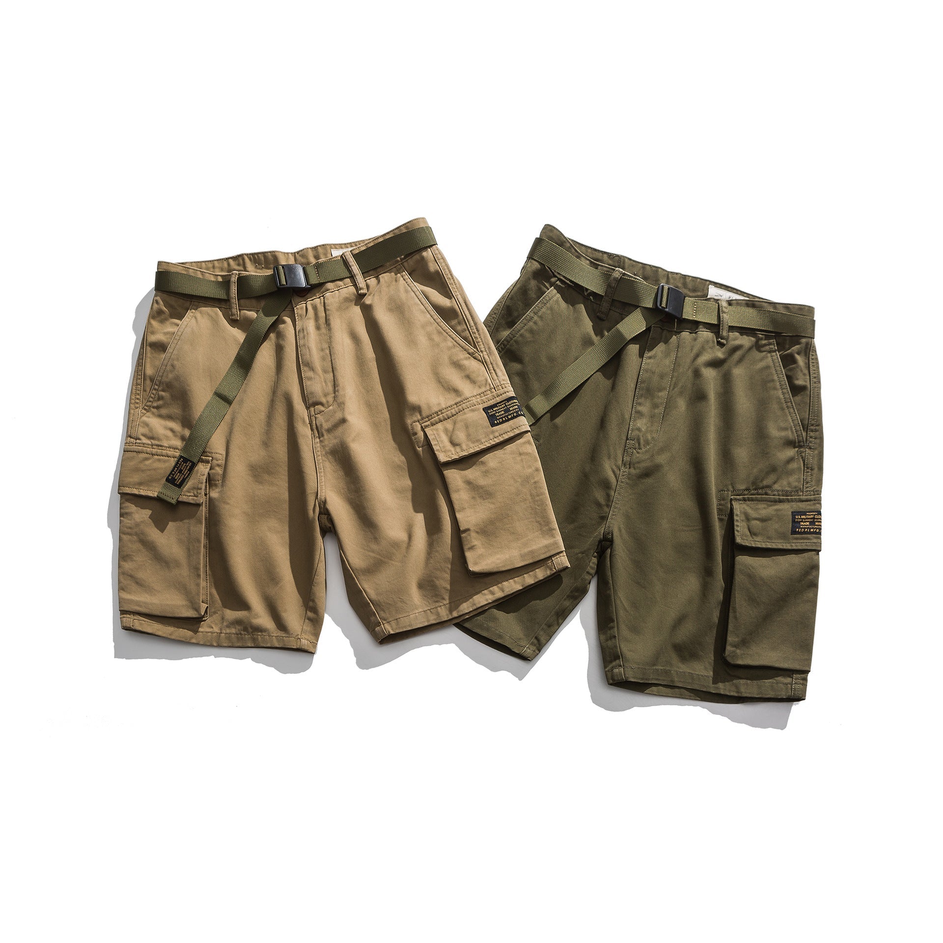 Multi-Pocket Khaki Army Green Work Shorts - Luna BR wear co.