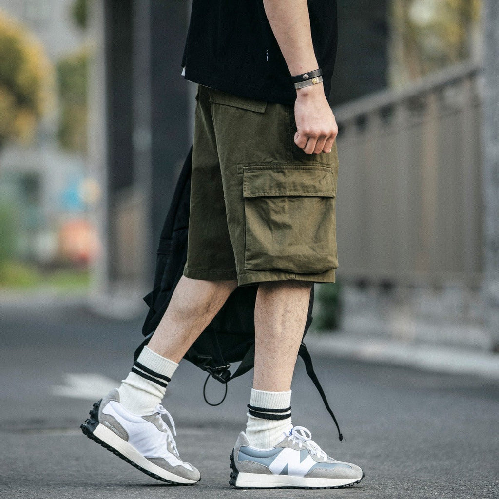 Multi-Pocket Khaki Army Green Work Shorts - Luna BR wear co.