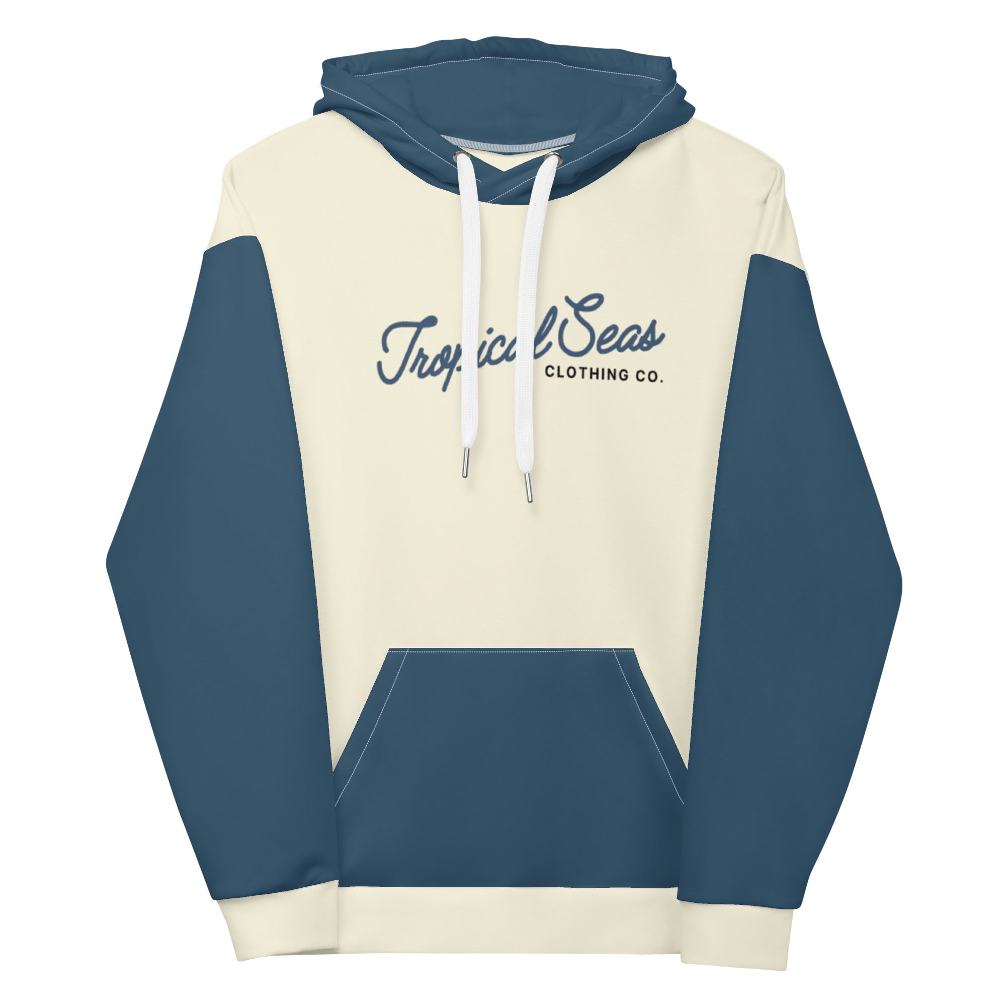 Navy & Off White Two-Toned Tropical Seas Hoodie - Luna BR wear co.