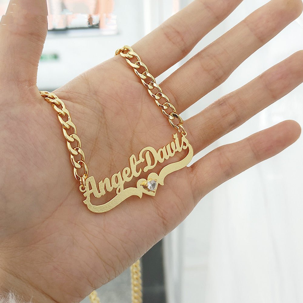 Personalized DIY Name Necklace with Heart Birthstone - Luna BR wear co.