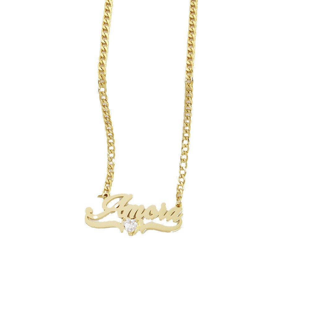 Personalized DIY Name Necklace with Heart Birthstone - Luna BR wear co.