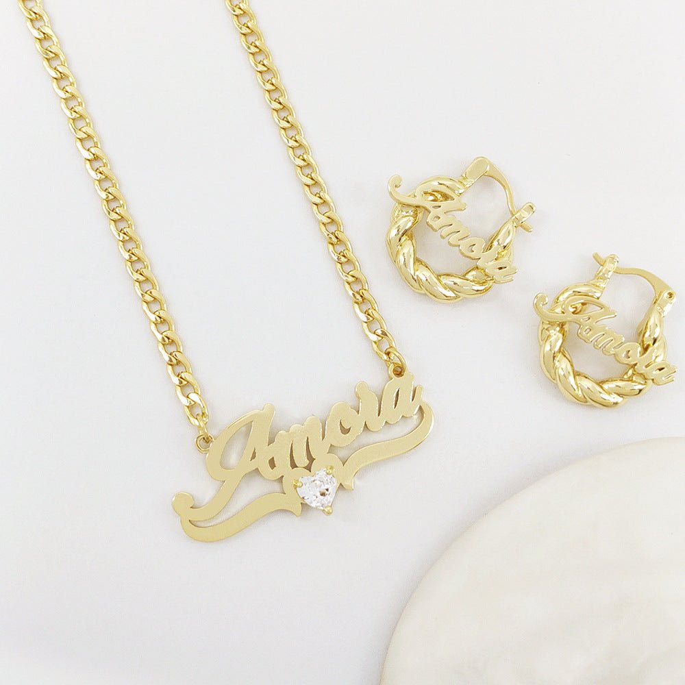 Personalized DIY Name Necklace with Heart Birthstone - Luna BR wear co.