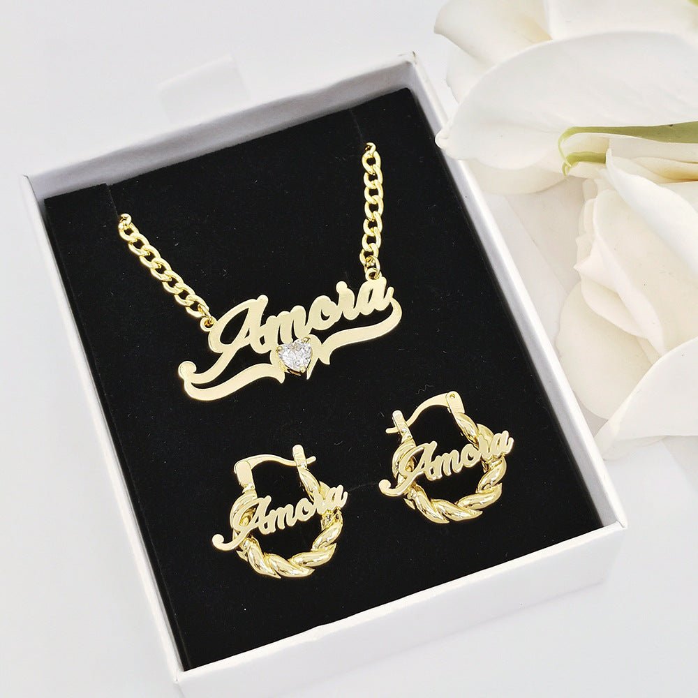 Personalized DIY Name Necklace with Heart Birthstone - Luna BR wear co.