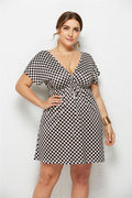 Printed Deep V-Neck Dress with Elastic Waist - Luna BR wear co.