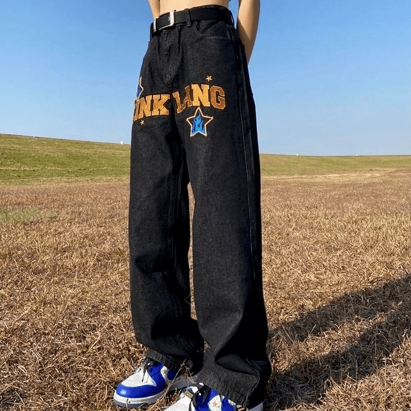 Retro American Hip-Hop Wide Leg Jeans for Men - Luna BR wear co.